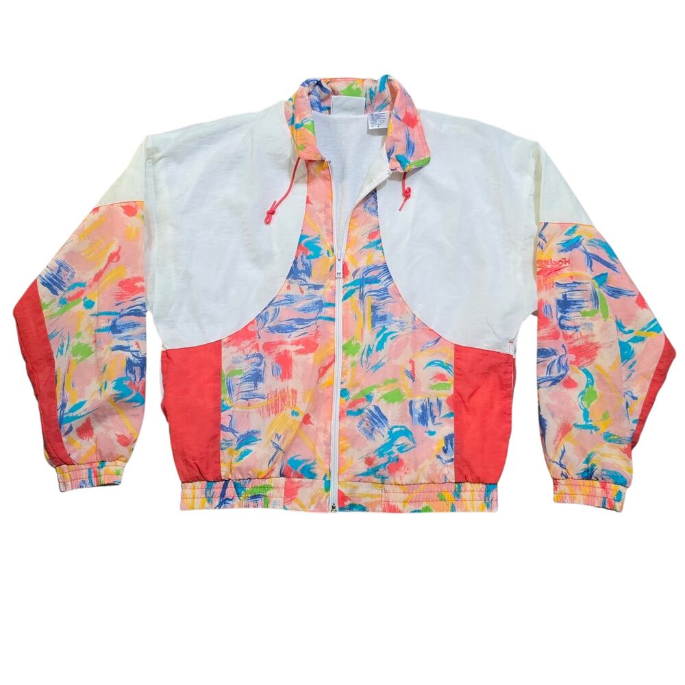NWT True Vintage Reebok Windbreaker Jacket 80s 90s Abstract Paint Small